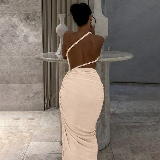Delia Asymmetrical Dress Beige