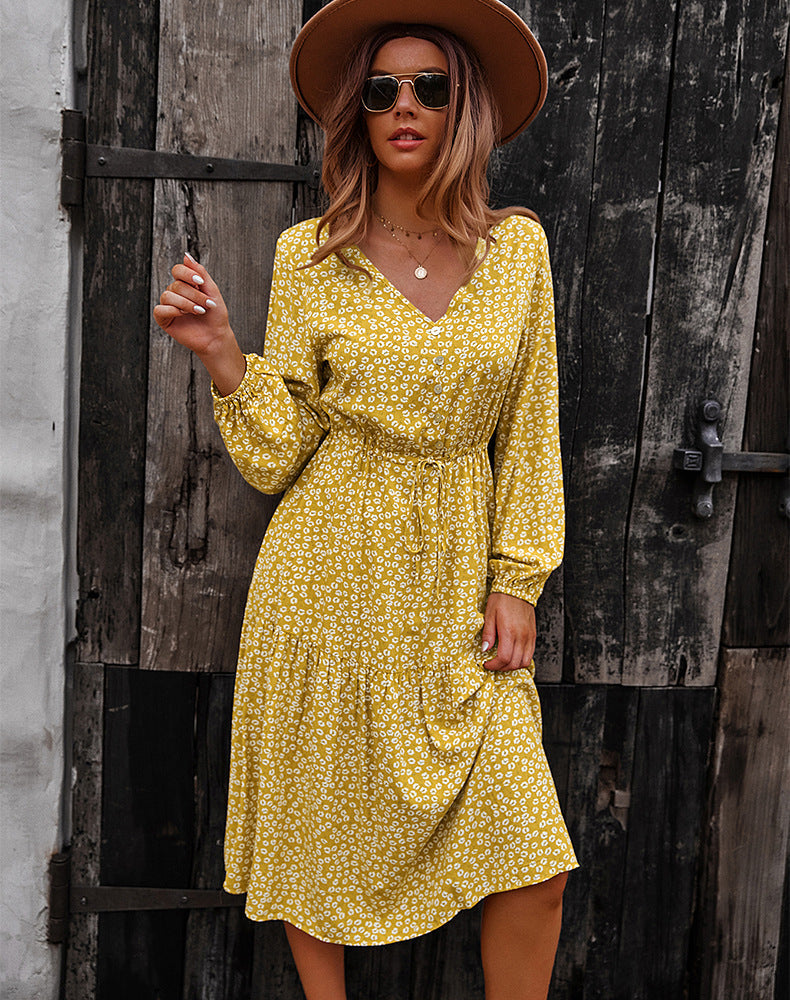 Sunshine On My Mind Floral Babydoll Dress Mustard