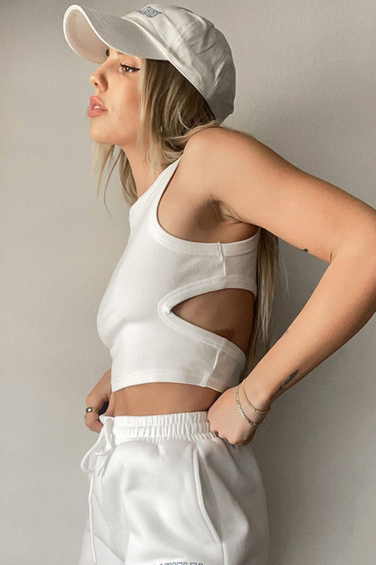 Solid Color Cutout Knit Racerback Vest