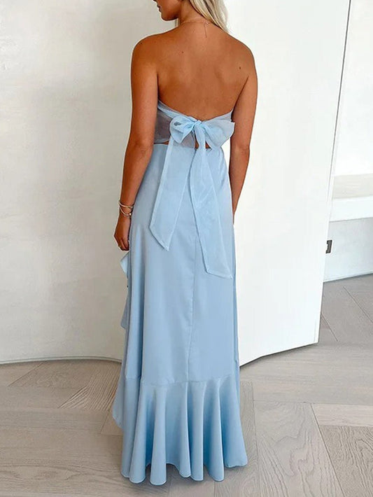 Angie Ruffled Strapless Maxi Dress