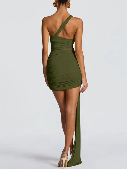 Serena Asymmetric Mesh Mini Dress
