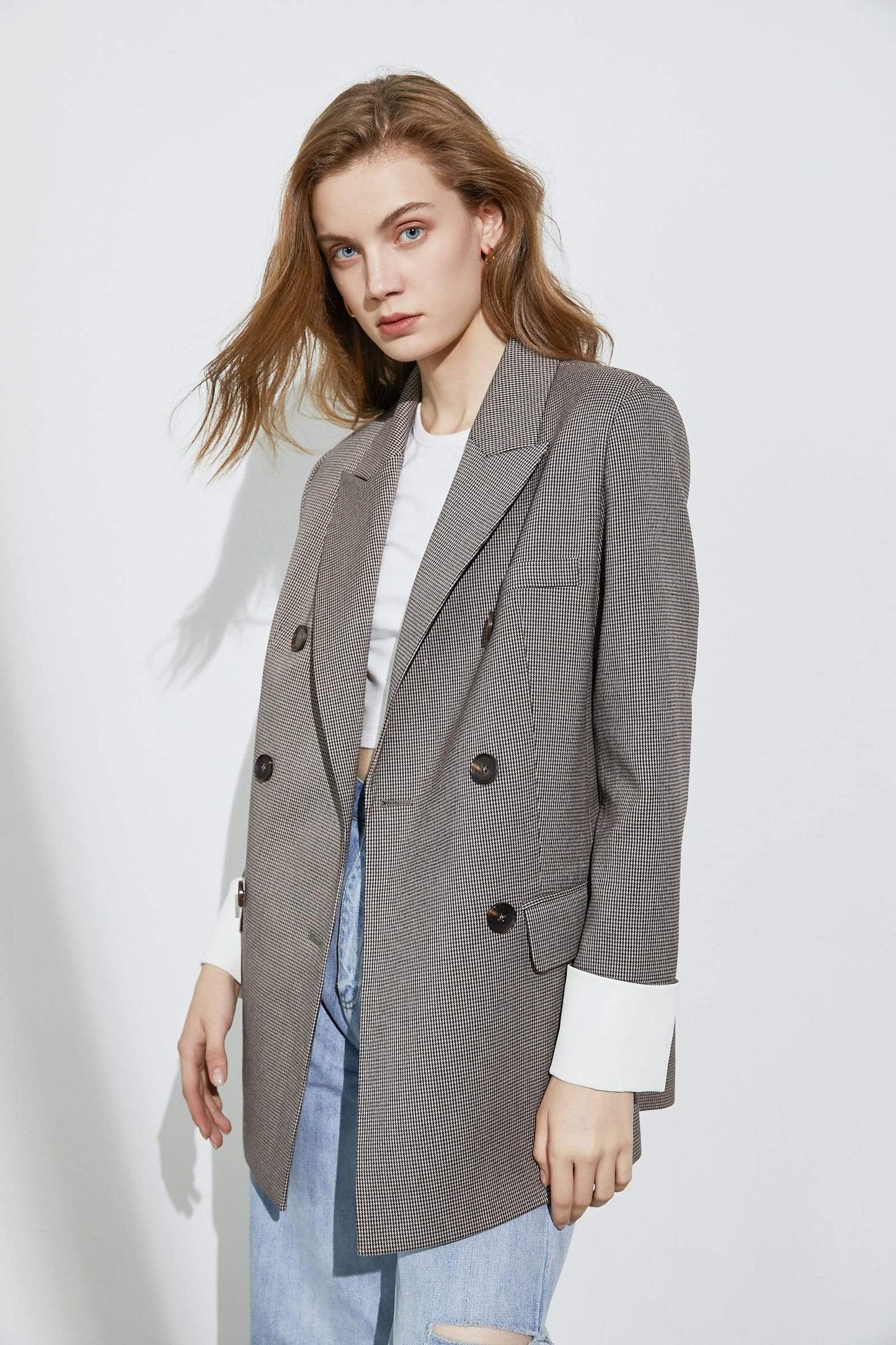 Herringbone Grey Oversized Blazer