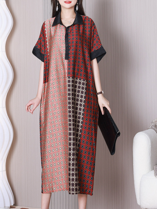 Wonderful Night Lapel Collar A-line Dress