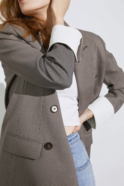 Herringbone Grey Oversized Blazer