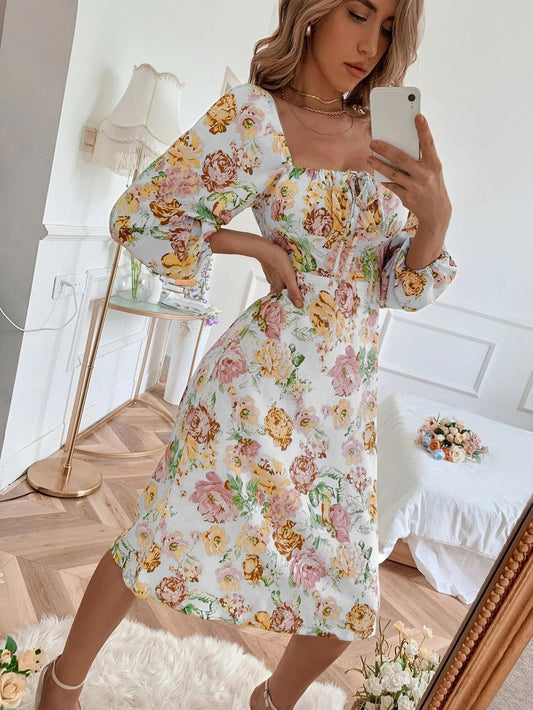 Still Your Cotton Blend Puff Sleeve Babydoll Dress