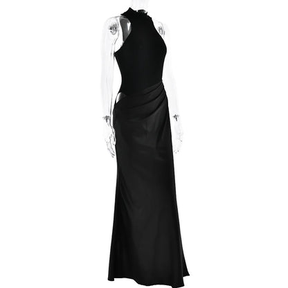 Satin Sleeveless High Neck Dress