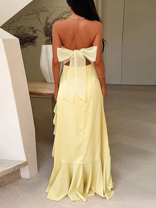 Angie Ruffled Strapless Maxi Dress