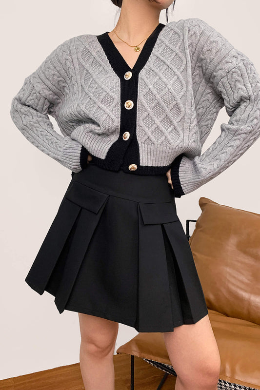 Hildagarde Grey Button-Up Cardigan