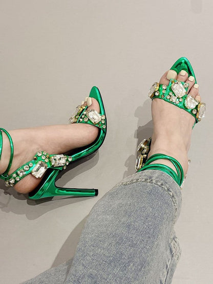 Harlow Ankle Rhinestone Toe Heel