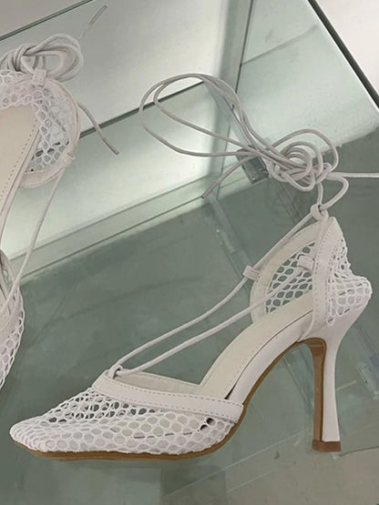 Hollow Mesh High Ankle Heel