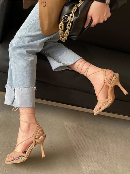 Hollow Mesh High Ankle Heel