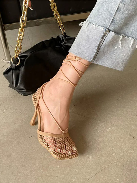 Hollow Mesh High Ankle Heel